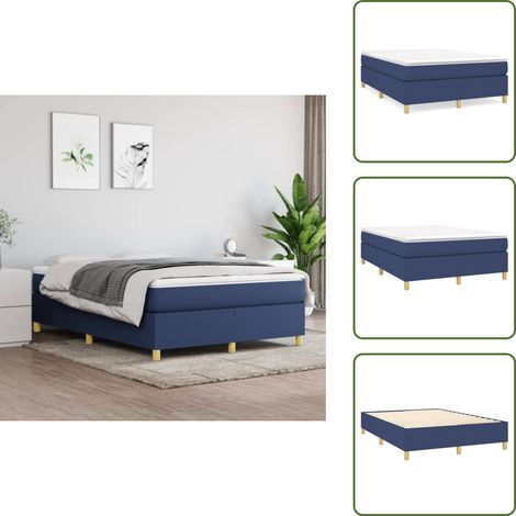 Cama con patas - vidaXL Estructura de cama con somier tela azul 140x190 cm - Cama con listones