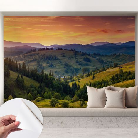 Papier peint autocollant avec imprimé pour décoration intérieure pour rénovation a motif Paysage de montagne 208x146 cm (1/5)
