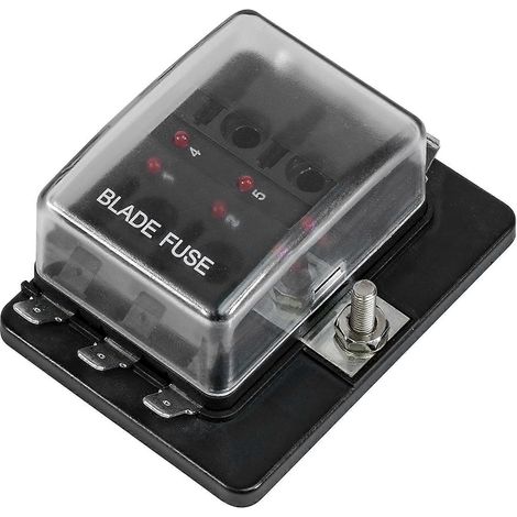 Boîte à fusibles à lames 6 voies pour automobiles (ATC/ATO), 100 A, indicateur LED, 10-30 V CC, bloc de fusibles pour véhicules et bateaux (1/5)