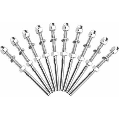 10 pièces tendeurs de câble filetés séparateur de câble en acier inoxydable tendeur de garde-corps en fil d'acier inoxydable avec joint d'écrou 1/8" (1/4)