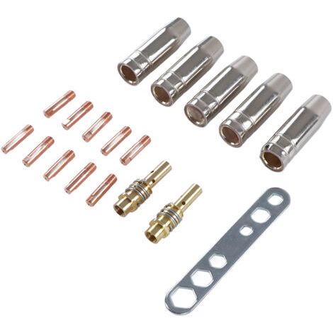 DEESSE SHOP-MB15 15AK MIG MAG pointes de Contact pour torche de soudage  M6 et support de pointes diffuseur et buse à gaz conique coupe de protection 18 pièces A (1/5)