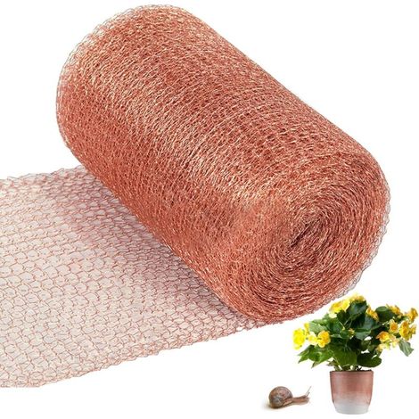 Filet en cuivre - 12,7 cm x 6 m - Tresse en cuivre pur - Ruban de cuivre enroulé - Contre les limaces et les escargots - Protection contre les escargots - Jardinière surélevée pour plantes de (1/5)