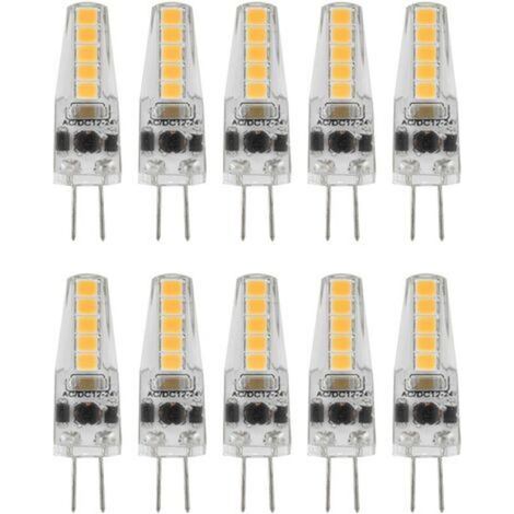 Lot de 10 ampoules LED G4, 2 W, 3000 K, AC 12-24 V, dimmables, pour lustre, plafonnier, lampe de table, blanc chaud-AquaForge (1/5)