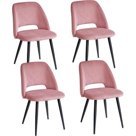 4er-Set Esszimmerstühle mit Cordbezug, gepolstert, rosa (1/5)