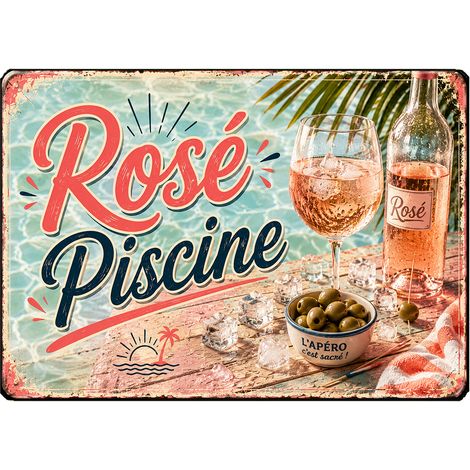 Planche Verre Rosé Piscine Apéro d'Été 29 x 20 cm (1/2)