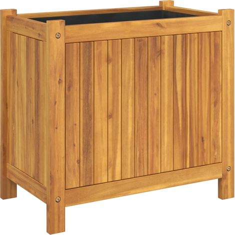 Vassoio per fioriera aiuola rialzata piante fiori terrazza giardino con rivestimento 54 x 31 x 50 cm legno massello di acacia marrone 020038139