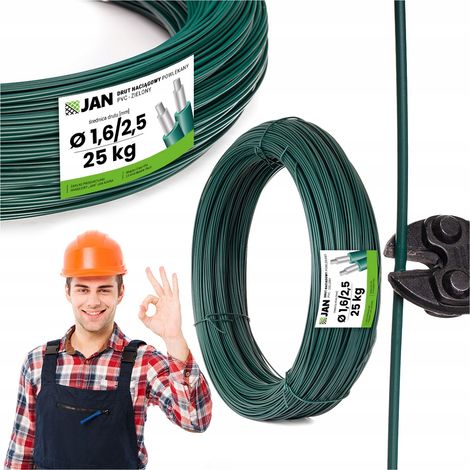Fil chemisé pour vergers, PVC OC, vert, pour vignes, diamètre 1,6/2,5 mm, 25 kg, 1250 m