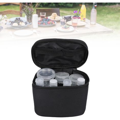 Juego de botes de especias portátiles y transparentes de PET para camping y barbacoas, con bolsa, 9 piezas, 30–100 ml, material apto para alimentos. (1/5)
