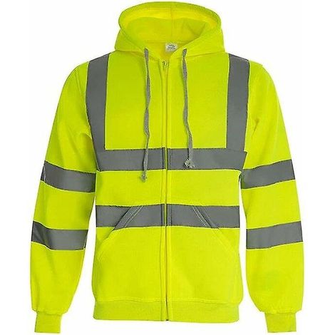 sweat-shirt Rflchissant Capuche Zippe (jaune, M) Pour Vtements De Travail Haute Visibilit (1/4)