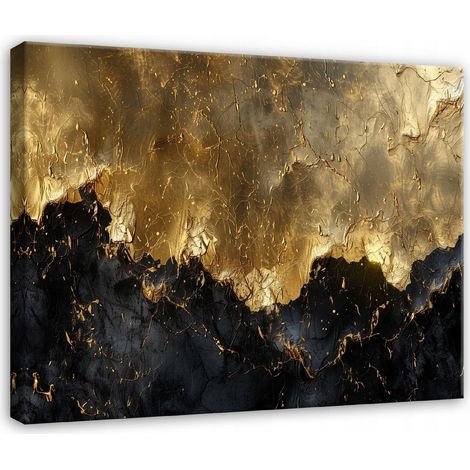 Peinture abstraite or noir moderne sur toile Murale chambre 40x30 (1/3)