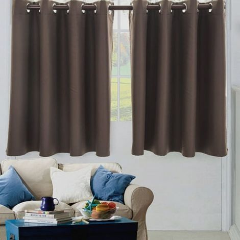 Kurze Verdunkelungsvorhänge fürs Schlafzimmer – Schlichte, kurze Verdunkelungsvorhänge, 76 cm lang, wärmeisolierend, für Wohnmobil, Badezimmer, Café, Sichtschutz, 76 x 91 cm (1/5)