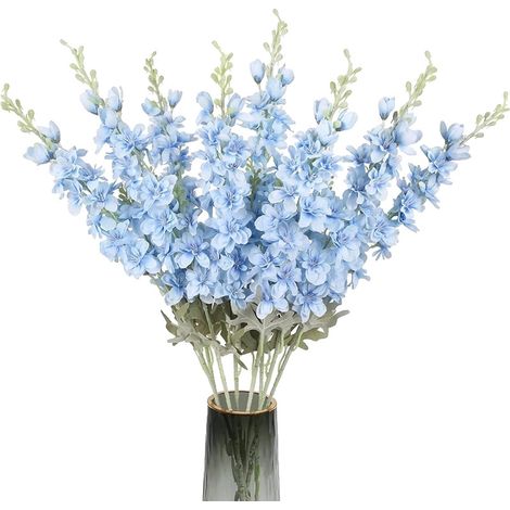 Flores artificiales, ramo de 2 piezas, perfecto para bodas y decoración del hogar, azul claro, 85 cm - 2 piezas - c (1/2)