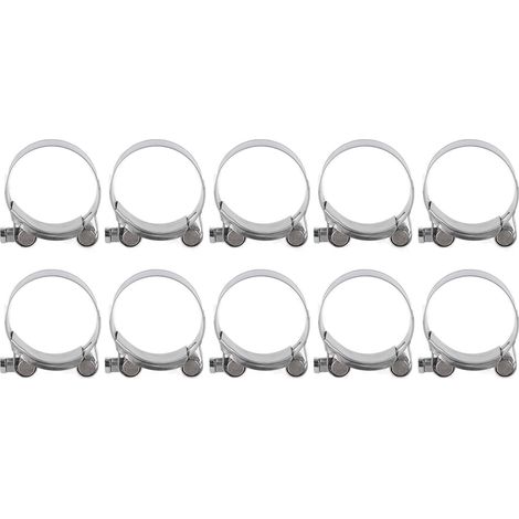 Lot de 10 colliers de serrage galvanisés en acier inoxydable 201 renforcé, à âme pleine, pour applications automobiles et industrielles (36-39 mm). (1/5)