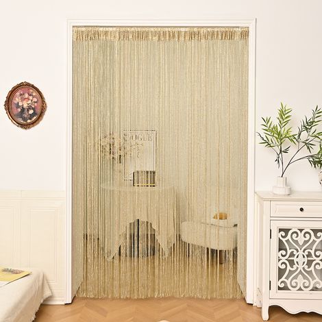 Rideau de porte à franges dorées pour séparation de pièce - Maison, Patio, Chambre, Café, Restaurant (1/5)