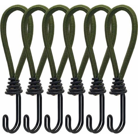 6pcs Tendeur en Caoutchouc avec Crochets en Spirale pour Tentes, bâches, bannières en PVC, Pavillons, Trampolines, Voile d'ombrage (1/4)