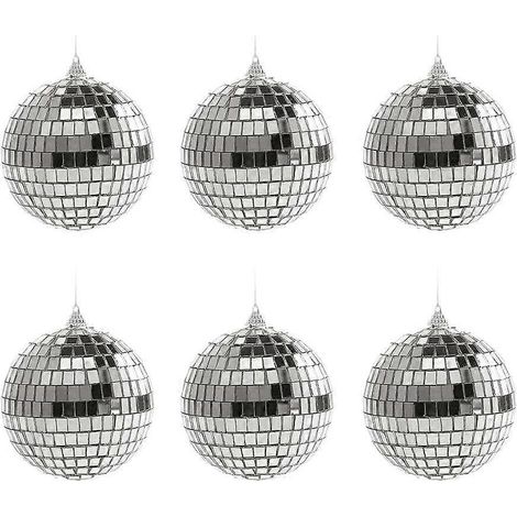 Mirror Ball Ornaments 6 Pcs Laser For Wedding Cake Silver Glass Metal Tiny 4 (1/5)