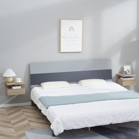 Lot de 2 Tables de Chevet murales - Lot de 2 Tables de Nuit - tiroir Coulissant. Niche. Plateau