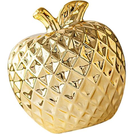 Apfel-Keramikstatue, moderne Statue, kreative, schlichte Dekorationsfigur, Tischornament für Wohnzimmer, Büro, Geburtstagsgeschenk-Gold (1/5)