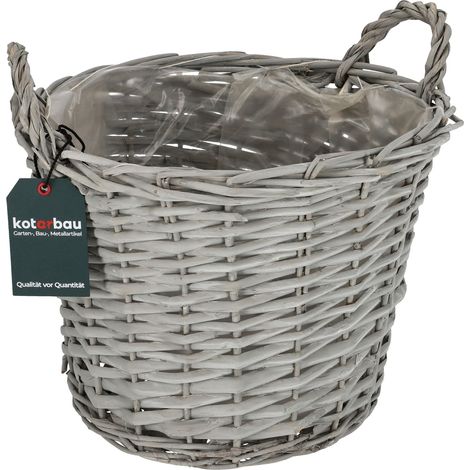 KOTARBAU® Panier Osier - Cache Pot Plante Intérieur - ⌀ 31 cm - Corbeille Osier Ronde - Panier Plante - Pot de Fleur Tressé - Gris - Rustique (1/5)
