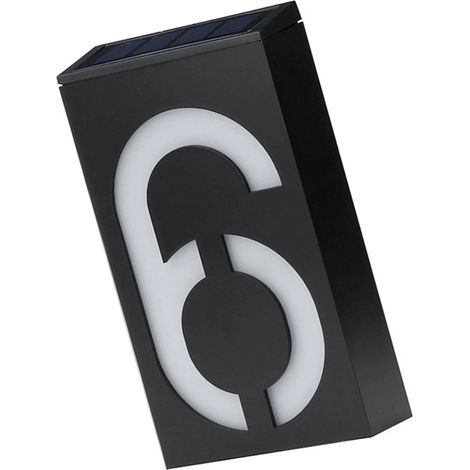 Plaque d'adresse solaire lumineuse à LED rechargeable 1200 mAh avec numéro de maison (1/5)