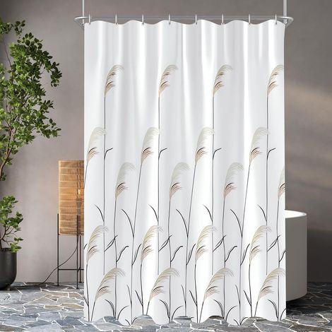 Duschvorhang, Weizenmuster, wasserdichtes Polyester, schimmelresistent, maschinenwaschbar, mit 6 Ringen, für Badezimmer (1/5)