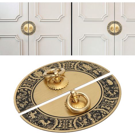 Décoration intérieure de style chinois avec poignées rondes en cuivre représentant les douze animaux du zodiaque chinois, meubles anciens, armoires à vin, poignées et anneaux de tirage pour meubles à (1/5)