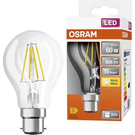 Ampolla LED Estándar Clara Filamento 7w60 B22 Caliente Caja - Ledvance Gp