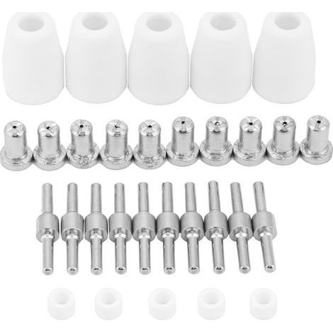 Kit de 30 consommables pour torche plasma PT-31XT : buse, électrode, protection et anneau de tourbillon. (1/5)