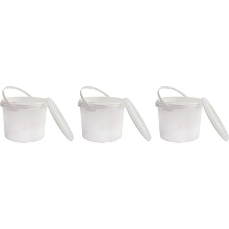 Memkey – Seau en plastique alimentaire 1L x 3 pièces – Couvercle hermétique – 100% recyclables – Résistant aux chocs et étanche (1/5)