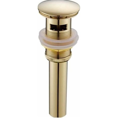 Moderne Pop-up Rétro Bouchon Bonde de Lavabo Vidange Clic-clac avec Trop-Plein en Laiton Doré Universel Valve Draineur d’Evier Vasque Siphon avec Trou de Débordement Poli- avec Trop-Plein (1/4)