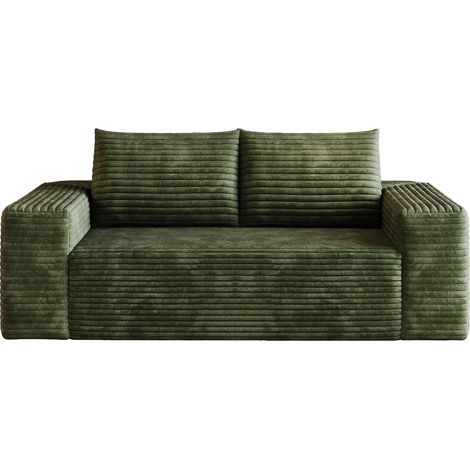 Sofá Modular 180 cm de Pana, Sin Montaje, Asiento Profundo, Tejido Verde (1/5)