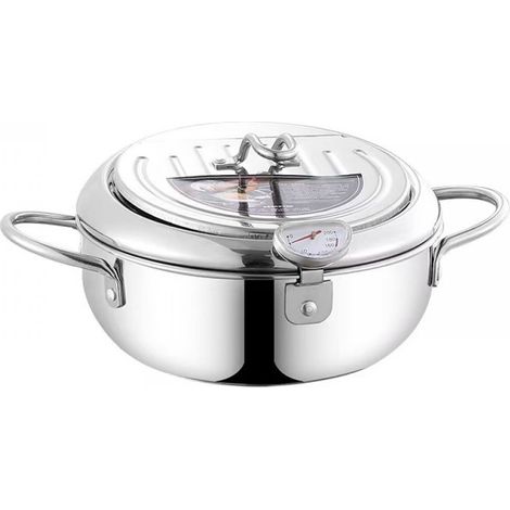 1 Friteuse Acier Inoxydable Thermomètre Compatible Induction Bec Verseur Cuisine
