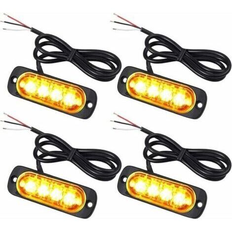 QORVA
-Feux de pénétration à 4 LEDs 12/24V – Gyrophare LED orange IPX-4 – 48W – Pour véhicules d'urgence et engins de chantier