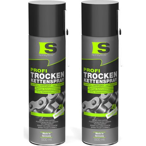 Spraytive 2x 500ml Profi Trockenkettenspray – Kettenspray mit PTFE, Kettenfett für Fahrrad, Motorrad & Maschinen (1/5)