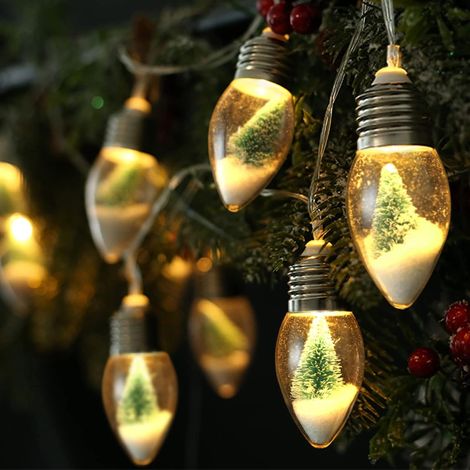 Guirlande lumineuse pour sapin de Noël, 10 ampoules LED transparentes Guirlande lumineuse pour sapin de Noël, 2 m (1/5)