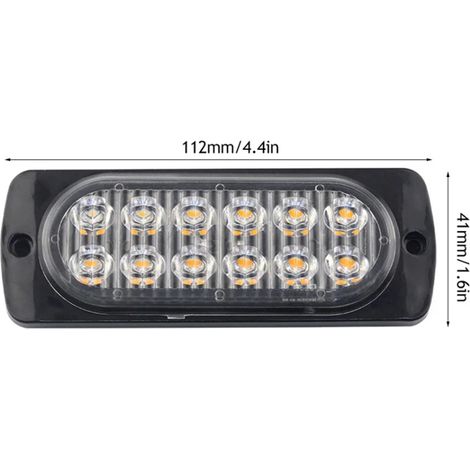 Juego de 4 luces estroboscópicas LED (12 LED blancos + amarillos) para balizas de emergencia, luces de posición laterales intermitentes de emergencia, señales de advertencia y luces intermitentes para (1/3)