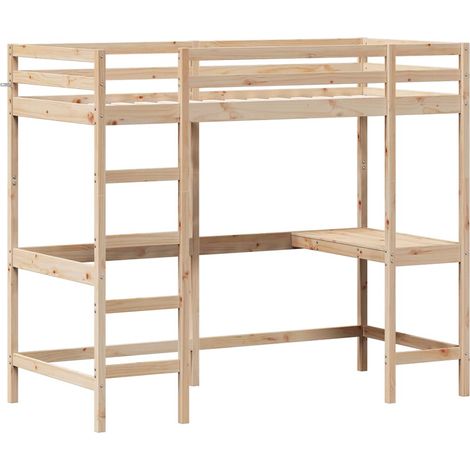 Cama alta con escritorio madera maciza de pino 90x200 cm vidaXL (1/5)