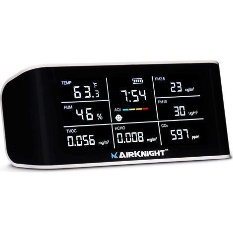 Neu-in-einem-Raumluftqualitätsmonitor, tragbarer CO2-Monitor VOC-Sensoren Formaldehyd-Detektor AQI PM2.5 + 4 weitere Home Monitoring Luftqualitätsdetektor für beengte Räume (1/5)