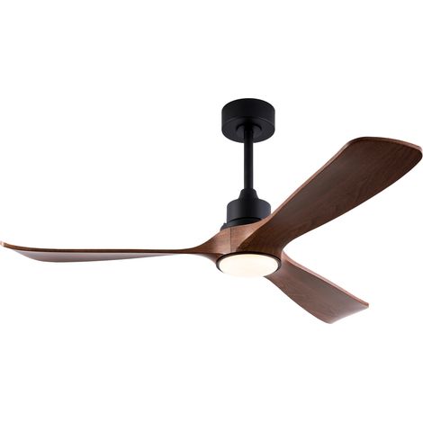 Ventilatore da soffitto da 132 cm con luce e telecomando, in ABS nero e noce scuro