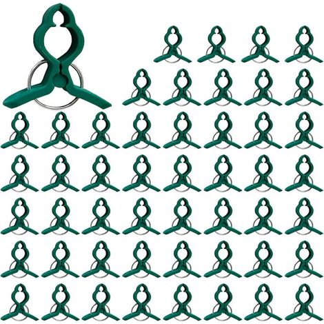 Lot de 50 clips de support en plastique solide pour plantes grimpantes et vignes, attaches de culture faciles à clipser, vert (S) (1/5)