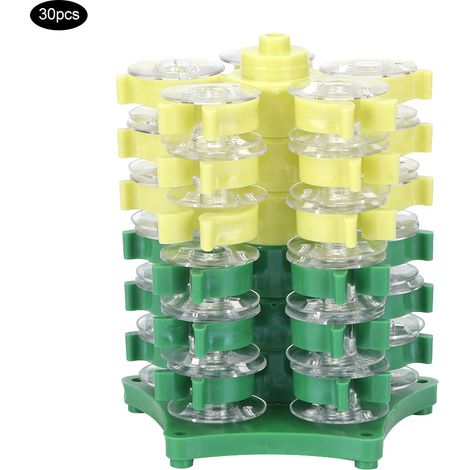 Tour de rangement rotatif pour bobines de broderie transparentes - 30 pièces, étagère de collection avec clips (1/5)