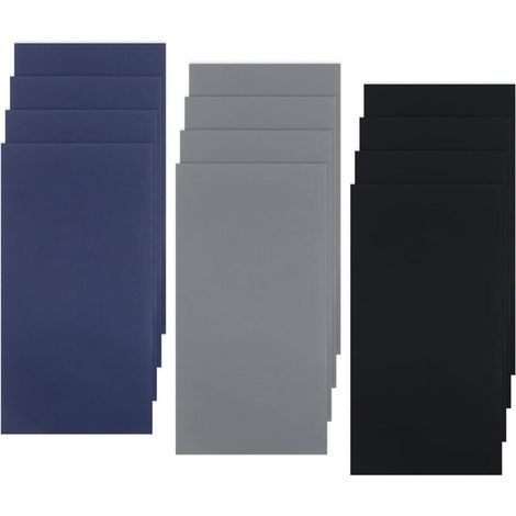 Lot de 12 autocollants résistants (15 x 20 cm) noirs/gris/bleus pour tentes, parasols de camping, bouées, piscines (1/5)