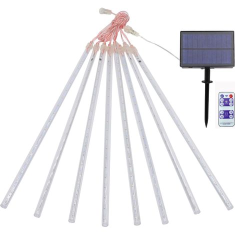 Guirlande Météore - 8 Tubes de 30 cm - 144 LED - Effet Pluie Tombante - Pour Décoration Extérieure Intérieure Noël Mariage Fêtes - 1 Pièce (1/5)