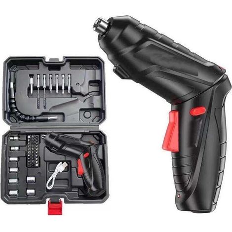 Vtizikl Kit de mini tournevis électrique  3,6 V avec batterie au lithium rechargeable par USB, perceuse sans fil, outils multifonctionnels pour le bricolage. (1/4)