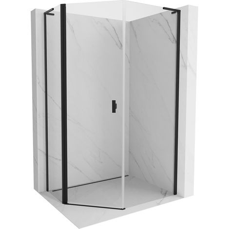 Mexen Mist L cabine de douche pentagonale asymétrique pivotante 90 x 100 cm, transparente, noire - 8A8L-090-100-70-00 (1/5)