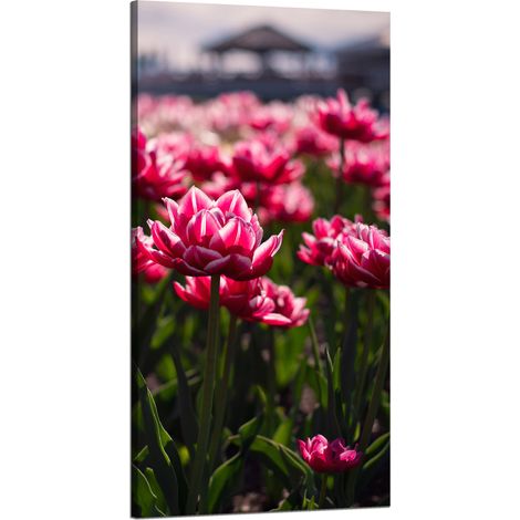 Stampa su tela con tema botanico: tulipani, fiori, 60x120 cm, bouquet di fiori