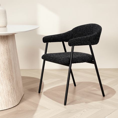 Chaise de salle à manger Bouclés Beige Lisa - Cadre Noir