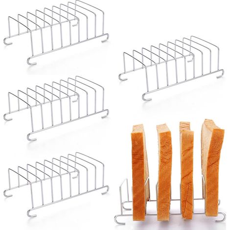 4 Porte-toast,Acier inoxydable,8 fentes,Espacement 18mm,Cuisine,Maison,Boulangerie