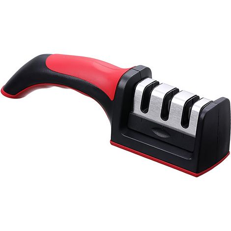 Affûteur de couteaux à 3 fentes pour couteaux de cuisine, outil d'affûtage pour la maison (rouge) (1/5)