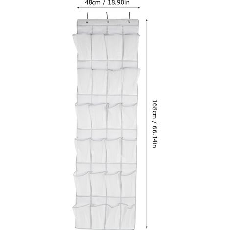 Schuhaufbewahrungstasche mit 24 Fächern, Hängetür, faltbar aus Vliesstoff, Maße 48 x 168 cm. (1/5)